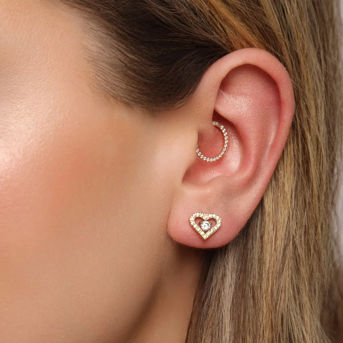 Stone Heart Ohrstecker | 18K Vergoldet – Bild 2