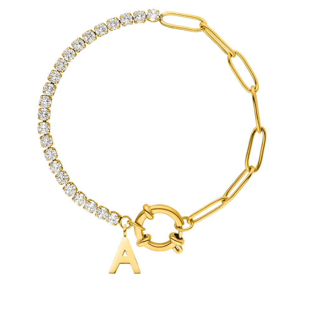 Tennis Letter Armband | 18K Vergoldet – Bild 3