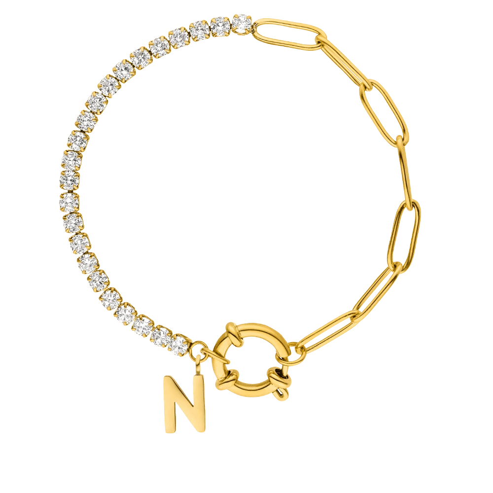 Tennis Letter Armband | 18K Vergoldet – Bild 4