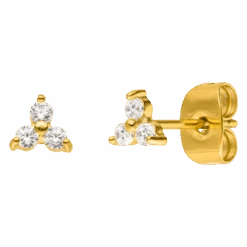 Three Stones Ohrstecker | 18K Vergoldet