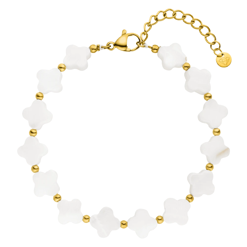 White Clovers Armband | 18K Vergoldet