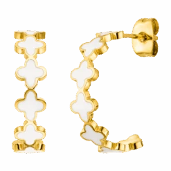 White Clovers Hoops | 18K Vergoldet