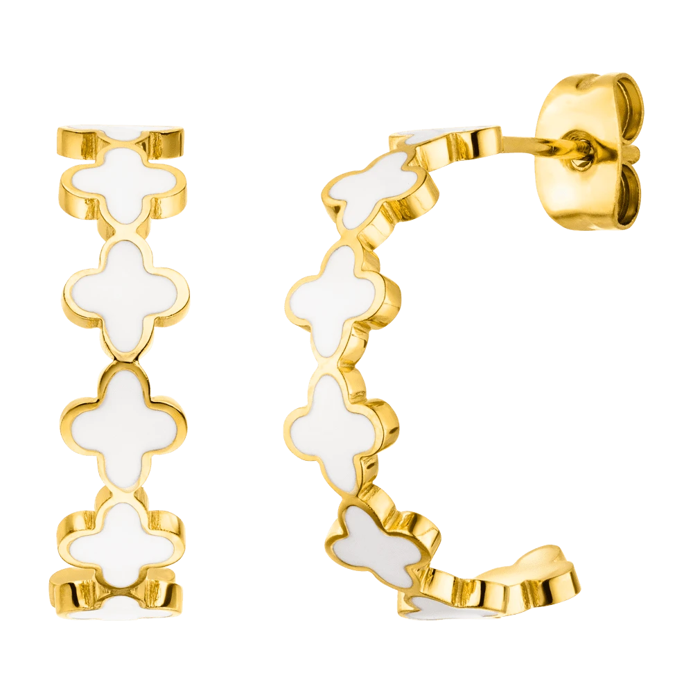 White Clovers Hoops | 18K Vergoldet