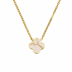 White-Gold Clover Kette | 18K Vergoldet