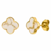 White-Gold Clover Ohrstecker | 18K Vergoldet