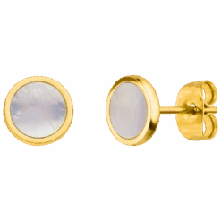 White Shimmer Ohrstecker | 18K Vergoldet