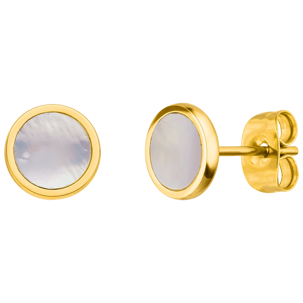 White Shimmer Ohrstecker | 18K Vergoldet